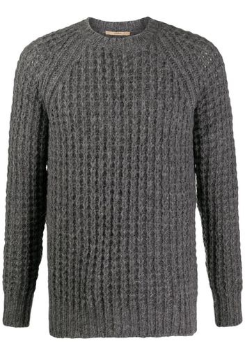 waffle-knit crew neck jumper