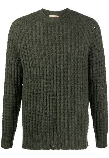 waffle-knit crew neck jumper