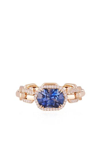 O Thongthai 14kt sapphire diamond chain-link ring - Oro