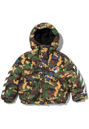 Off-White Kids Piumino con stampa camouflage - Verde