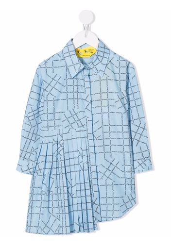 Off-White Kids LOGO CHECK SHIRT DRESS LIGHT BLUE BLACK