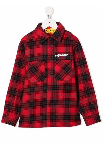 Off-White Kids LOGO CHECK FLANNEL SHIRT RED WHITE - Rosso