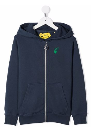 Off-White Kids MARKER HOODIE ZIP NAVY BLUE GREEN