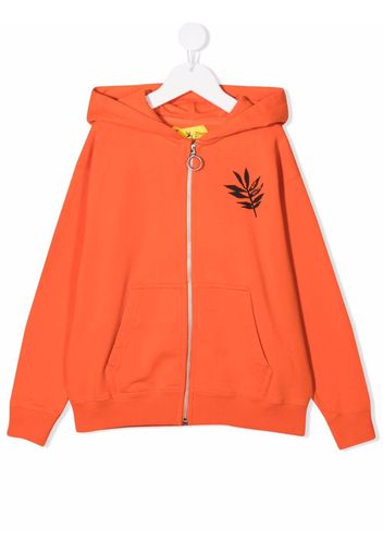 Off-White Kids OFF LEAF HOODIE ZIP ORANGE BLACK - Arancione