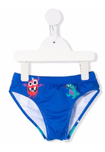 Off-White Kids monster-print swim trunks - Blu