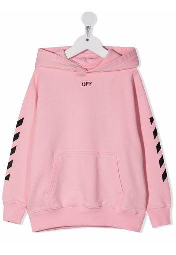 Off-White Kids logo-print cotton hoodie - Rosa