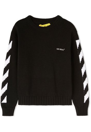 Off-White Kids virgin wool logo-embroidered jumper - Nero