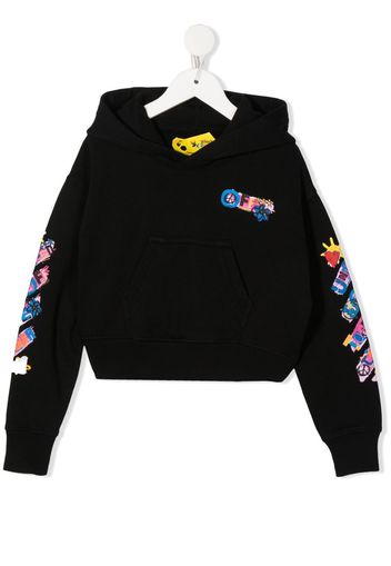 Off-White Kids Felpa crop con stampa - Nero