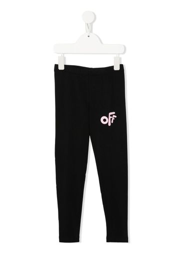 Off-White Kids Off -Rounded stretch leggings - Nero