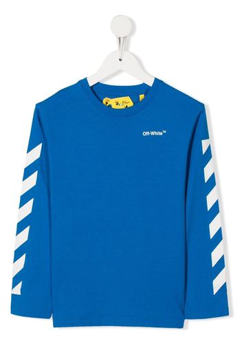 Off-White Kids logo-print long-sleeved T-shirt - Blu