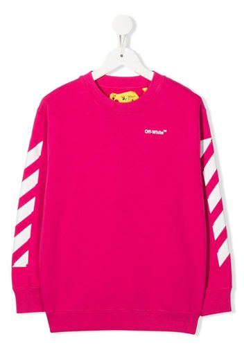 Off-White Kids logo-print stripe-sleeve sweatshirt - Rosa