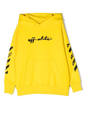 Off-White Kids logo-print pullover hoodie - Giallo