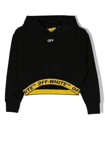 Off-White Kids logo-band cropped hoodie - Nero