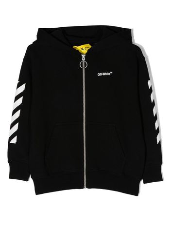 Off-White Kids logo-print zipped hoodie - Nero