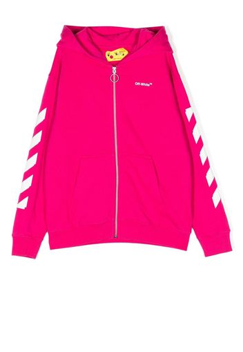 Off-White Kids logo-print zip-up hoodie - Rosa