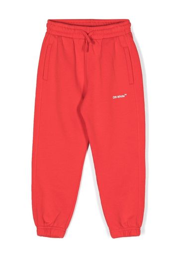 Off-White Kids logo-print drawstring track pants - Rosso