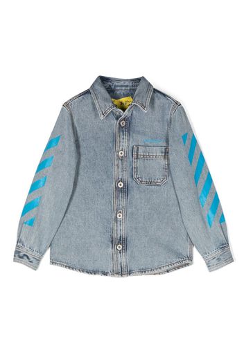 Off-White Kids Diag-stripe long sleeve denim jacket - Blu