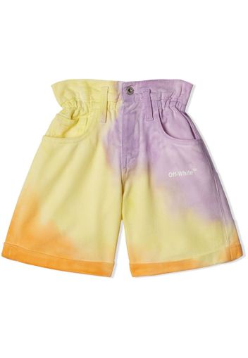 Off-White Kids Shorts Helvetica con fantasia tie dye - Giallo