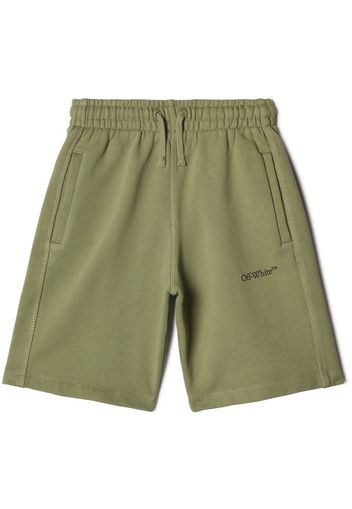 Off-White Kids Scribble cotton track shorts - Verde