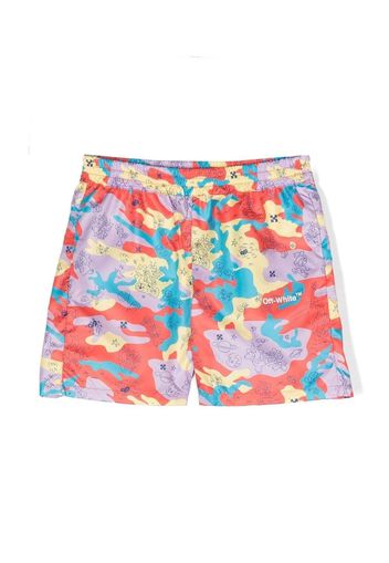 Off-White Kids camouflage-print branded swim shorts - Multicolore