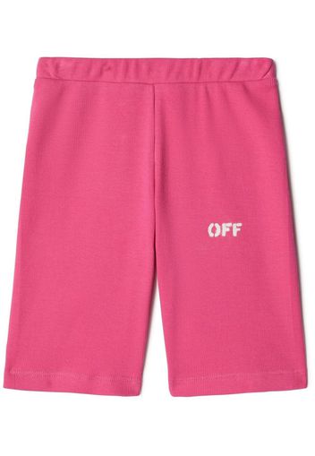 Off-White Kids logo-stamp cotton track shorts - Rosa