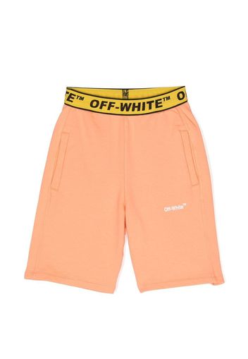 Off-White Kids logo-waistband jersey shorts - Arancione