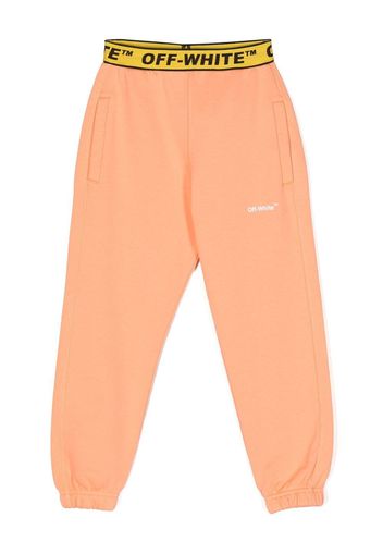 Off-White Kids logo-print jersey trousers - Arancione