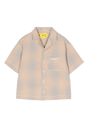 Off-White Kids Arrows-print checked cotton shirt - Marrone