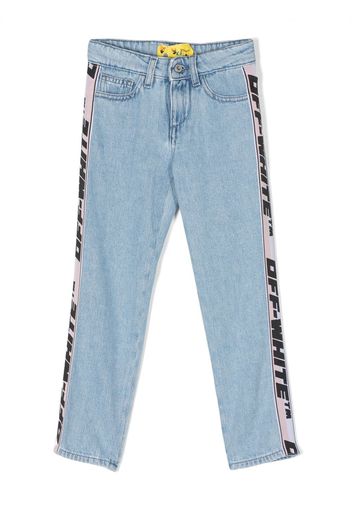 Off-White Kids logo-tape straight-leg jeans - Blu