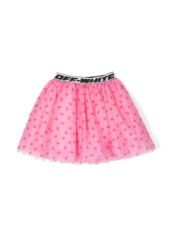 Off-White Kids logo-waistband flared mini skirt - Rosa