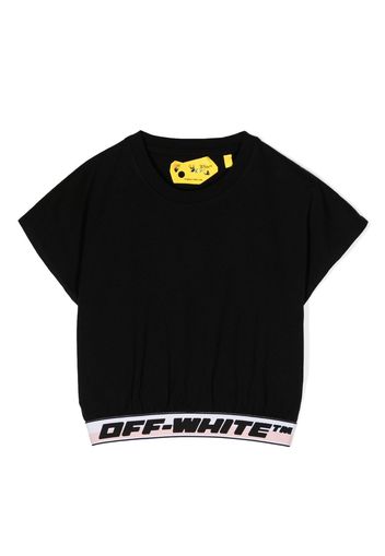 Off-White Kids logo-hem cotton T-shirt - Nero