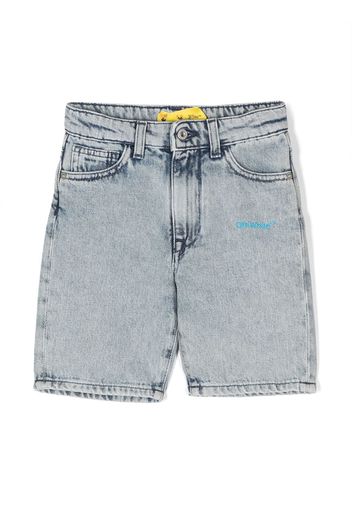 Off-White Kids Diag-stripe logo-print denim shorts - Blu