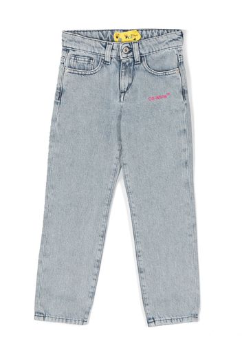 Off-White Kids signature Diag-stripe print jeans - Blu