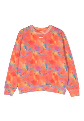 Off-White Kids logo-print tie-dye sweatshirt - Arancione