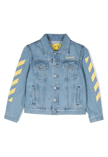 Off-White Kids logo-print denim jacket - Blu