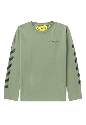Off-White Kids Diag-stripe print cotton T-shirt - Verde