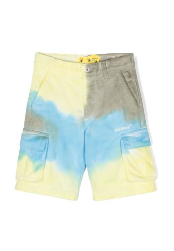 Off-White Kids tie-dye cotton cargo shorts - Giallo