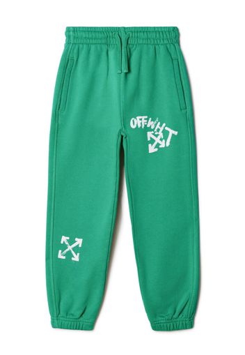 Off-White Kids Pantaloni sportivi Paint Script - Verde