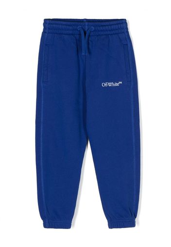 Off-White Kids logo-print drawstring track pants - Blu