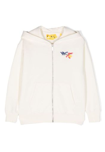 Off-White Kids logo-print zipped hoodie - Toni neutri