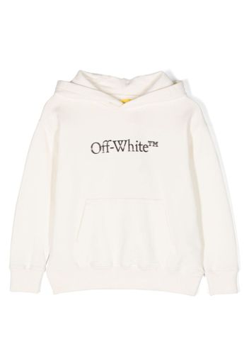 Off-White Kids logo-print cotton hoodie - Bianco