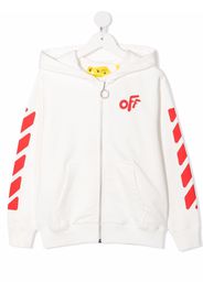 Off-White Kids OFF ROUNDED HOODIE ZIP WHITE RED - Bianco