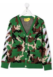 Off-White Kids LOGO CAMO CARDIGAN MILITARY WHITE - Verde