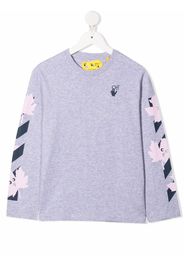 Off-White Kids MARKER TEE L/S LIGHT GREY NAVY BLUE - Grigio