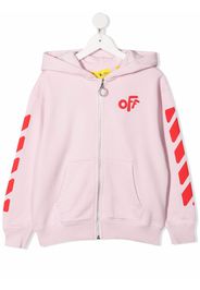 Off-White Kids OFF ROUNDED HOODIE ZIP PINK RED - Rosa