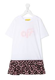 Off-White Kids logo-print ruffle dress - Bianco