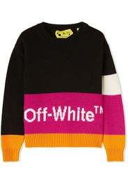 Off-White Kids colour-block crew neck jumper - Nero