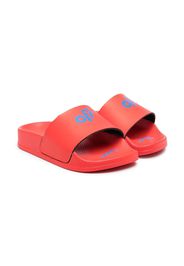 Off-White Kids Off graphic-print pool slides - Rosso