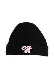 Off-White Kids Off Cable virgin wool beanie - Nero