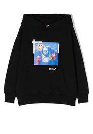 Off-White Kids graphic-print cotton hoodie - Nero